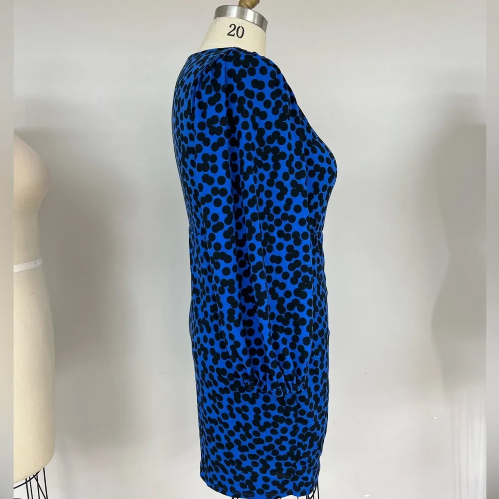 Ava & Viv Women's Blue Black Dots  Balloon Long Sleeve Wrap Dress XXL - Image 8