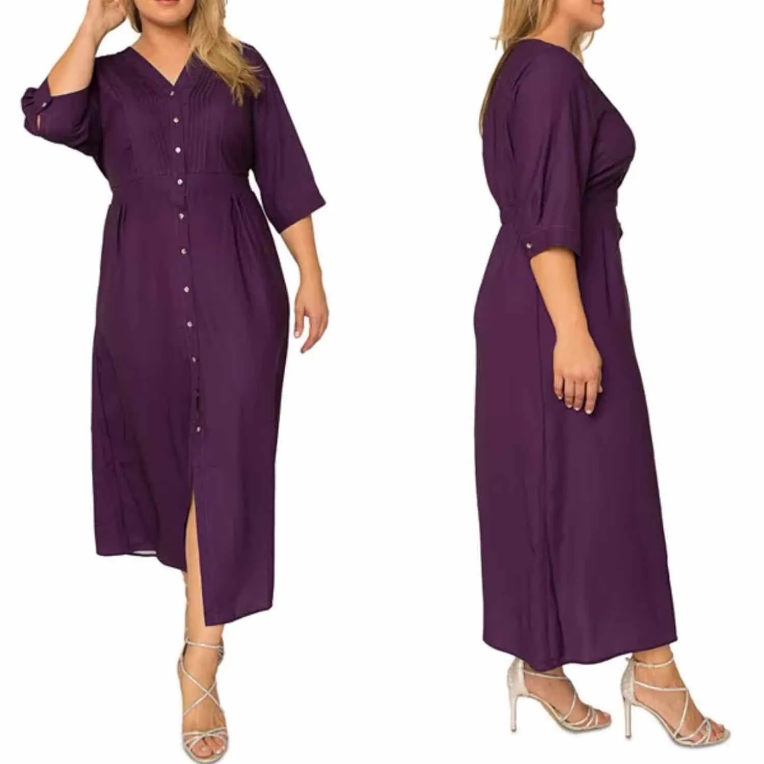 standards & practices Maxi Shirt Dress Deep Purple Plus Size 1X - Image 6