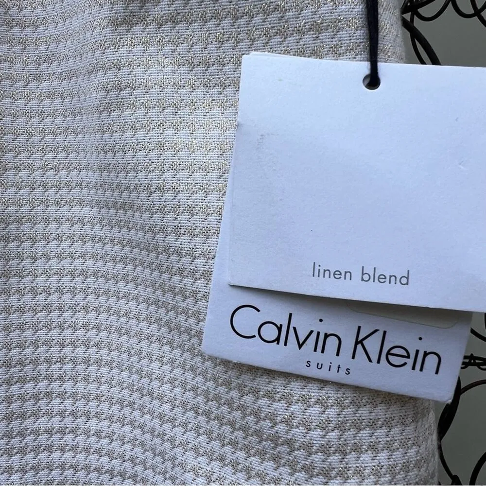 Calvin Klein cream gold metallic houndstooth pencil skirt NWT Size 12 - Image 3