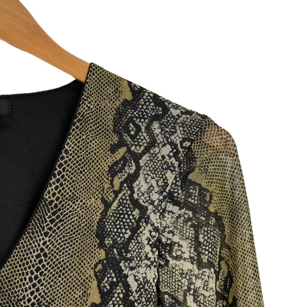 AFRM Womens Size XS Jane Mesh Sleeve Thong Bodysuit in Olive Snakeskin Print - Image 3