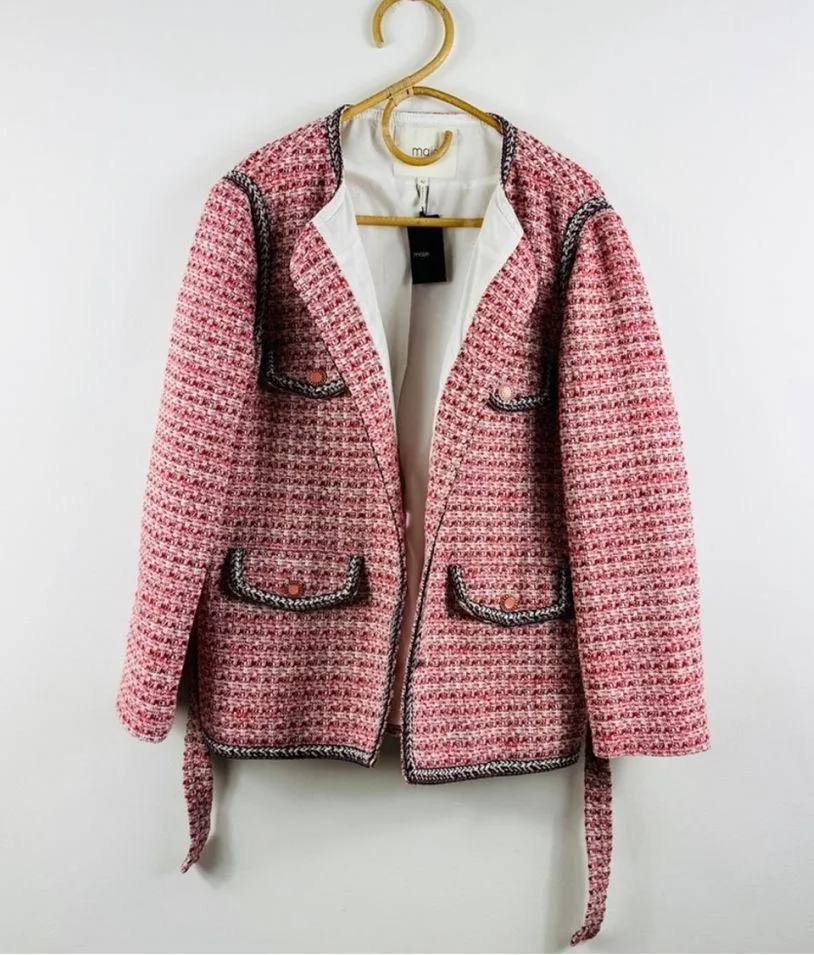 MAJE Venetia Two Tone Tweed Pink Rose Rouge
Belted blazer NEW - Image 10