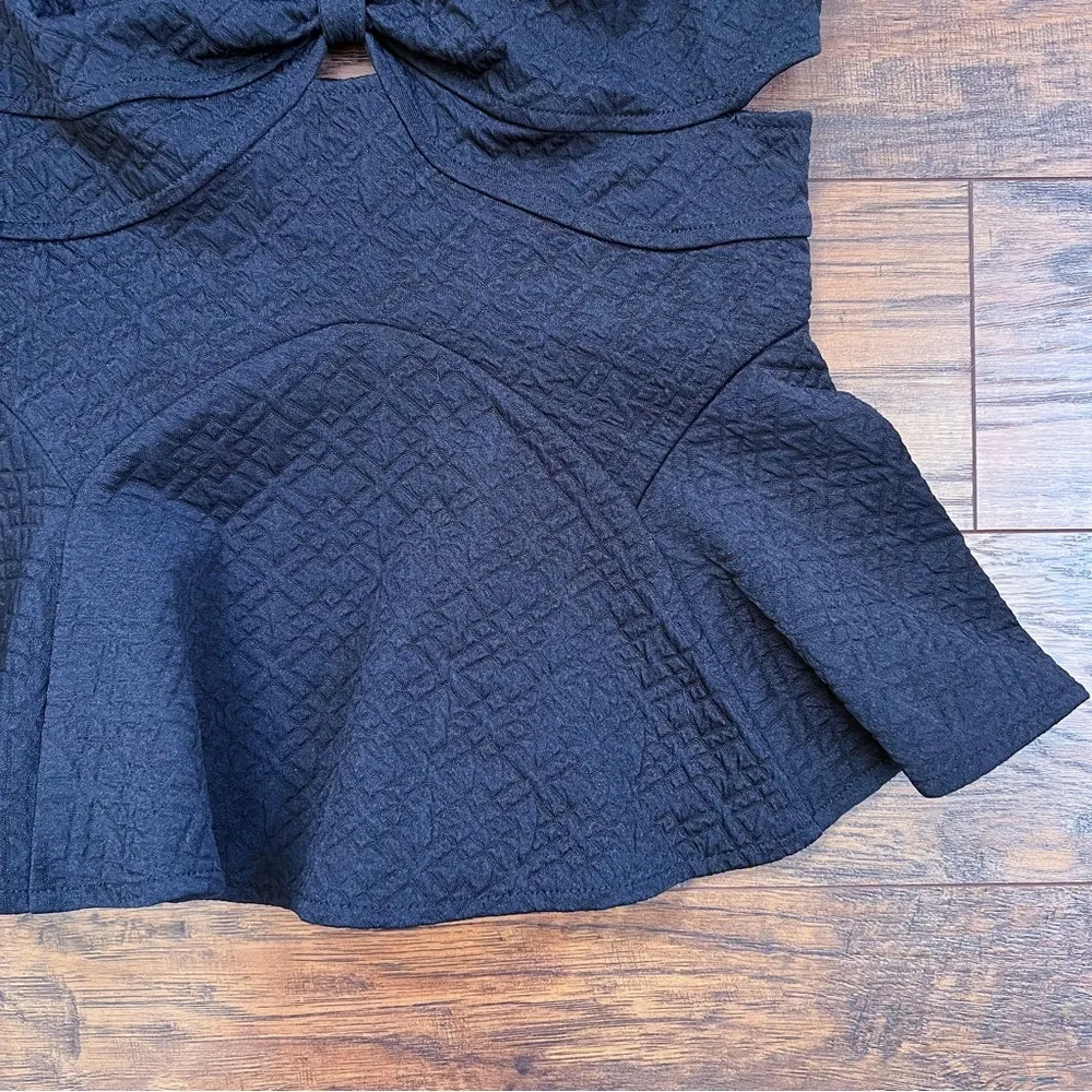 Free People • Royalty Peplum Top black quilted jacquard knit strappy tank cutout - Image 5