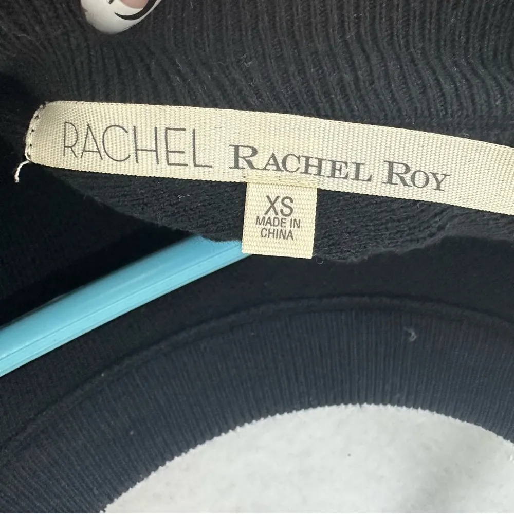 Rachel Roy Ruffle Long Sleeve Pullover Sweater XS Black - Image 4