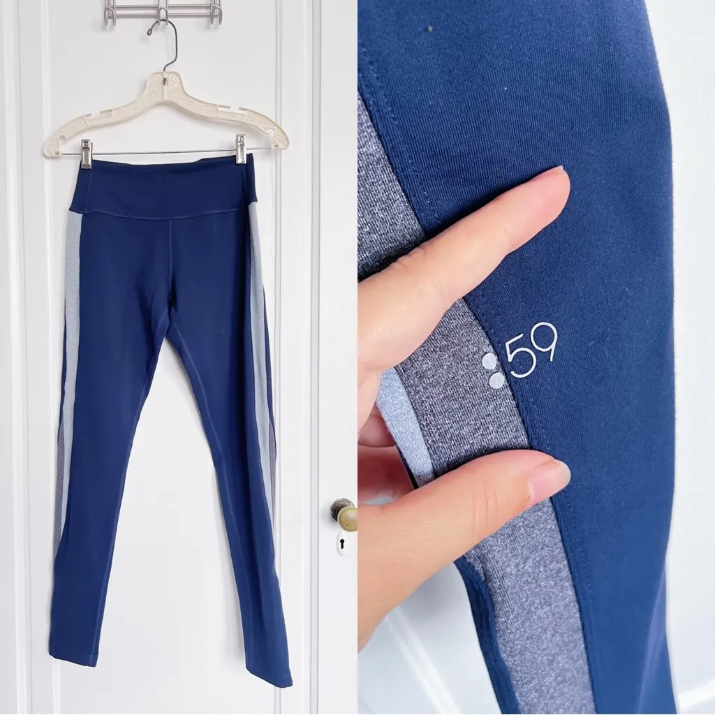 Splits59 • Supplex 7/8 Legging navy blue grey stripe compression workout yoga - Image 2