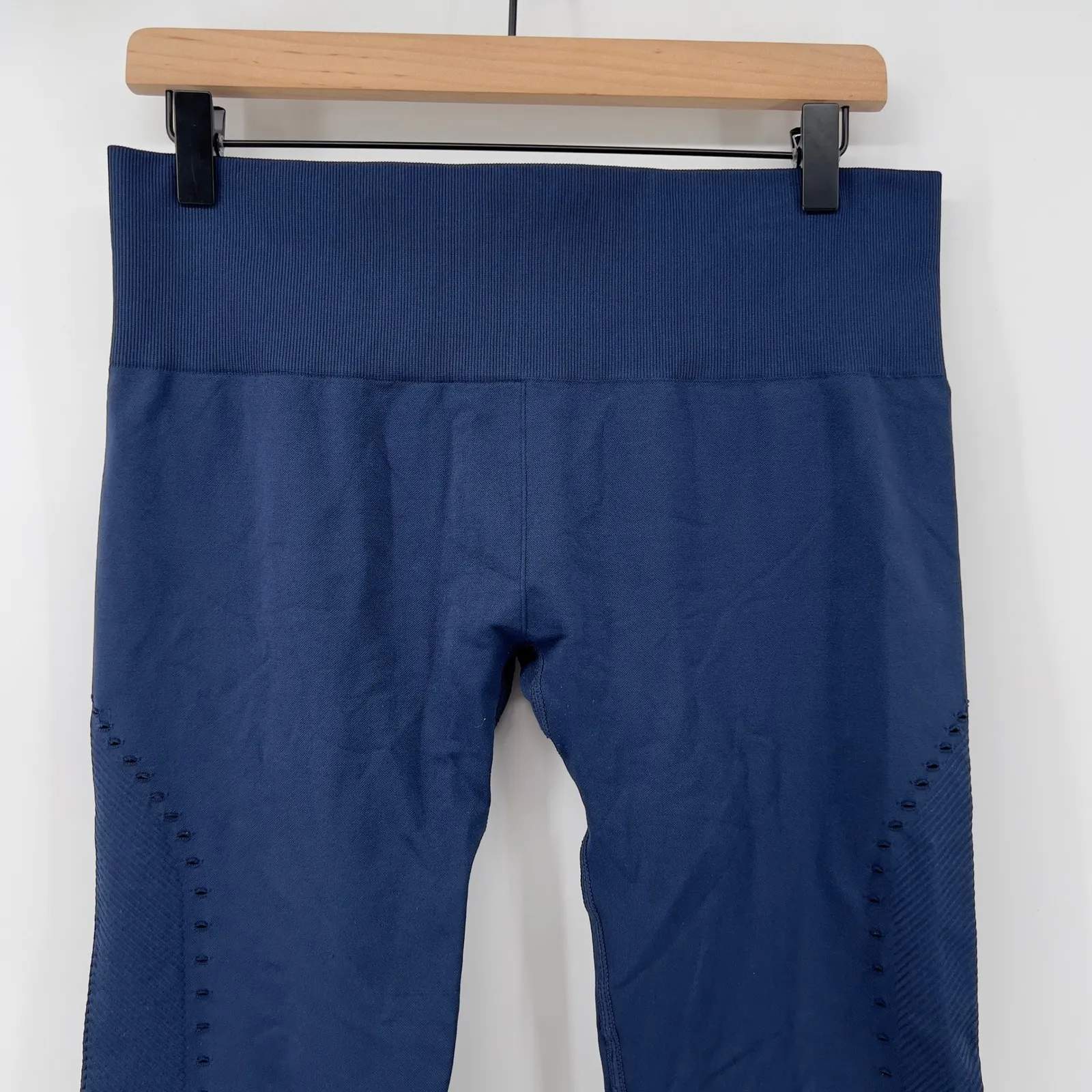 JoyLab Women XL Mid-Rise Seamless Ventilation 7/8 Leggings Blue Ankle Mesh‎ Gym - Image 2