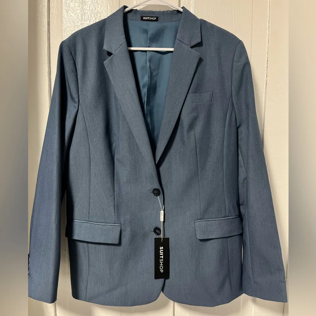 NWT Suitshop light Blue stretch two button jacket Blazer size 12 regular - Image 2