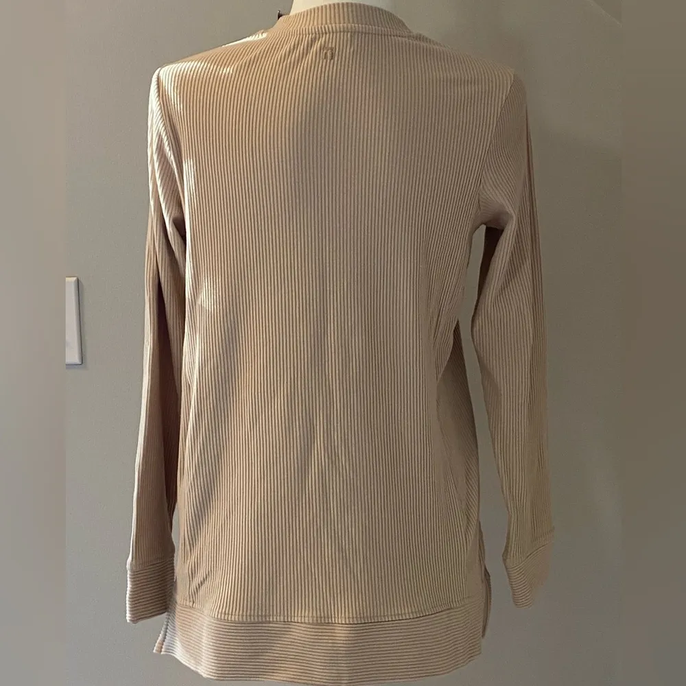 Tommy John Zen ribbed long sleeve crew top in Doe Skin X - Image 5