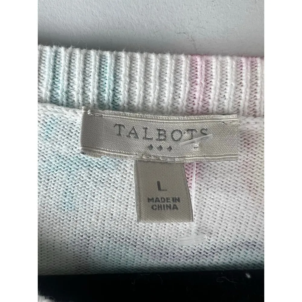 Talbots Shoe Ballet Flat Print Button Up 100% Cotton Cardigan Large - Image 5
