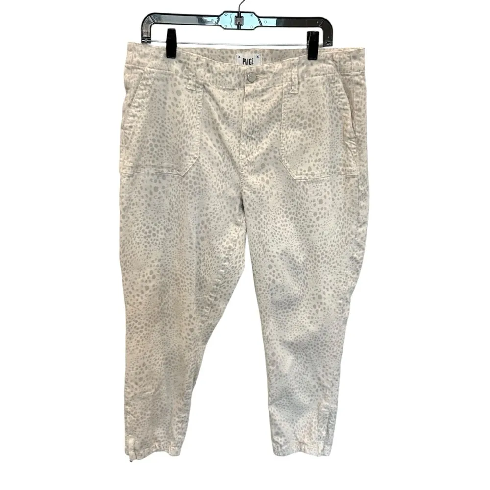 Paige Women’s Mayslie Denim Joggers in Ivory Cheetah Print Size 32 - Image 2