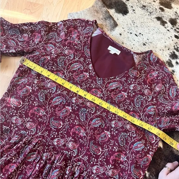 GARNET HILL‎ Bohemian Burgundy Paisley Flowy Dress Size 6 NWOT - Image 7