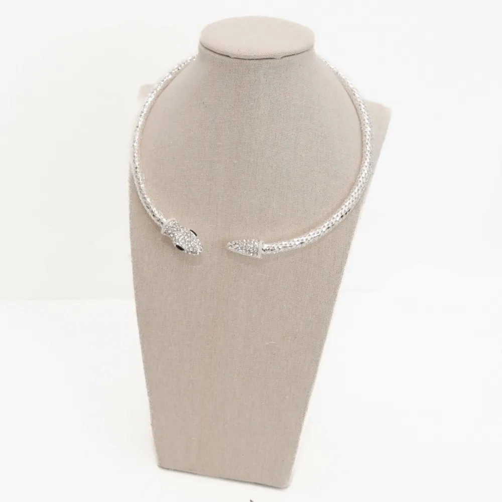 Rhinestone Snake Alloy Silver Choker Necklace - Image 4