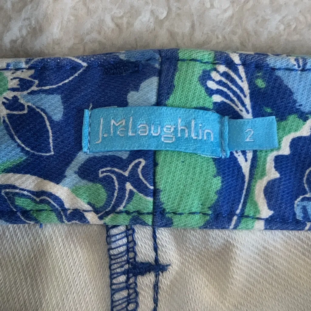 J.McLaughlinâ Paisley Print Slim Straight Pants Blue Green Size 2 - Image 9