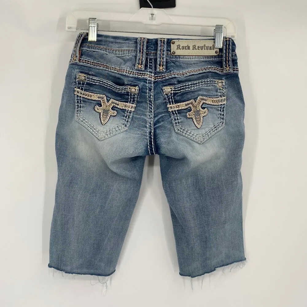 Rock Revival Jacklyn Cuff Skinny Cut Off Bermuda Shorts Size 25 - Image 2