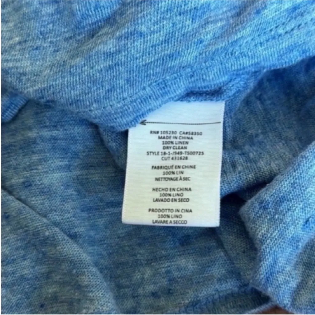 Joie Linen Azure Blue Short Sleeve Top - Image 9