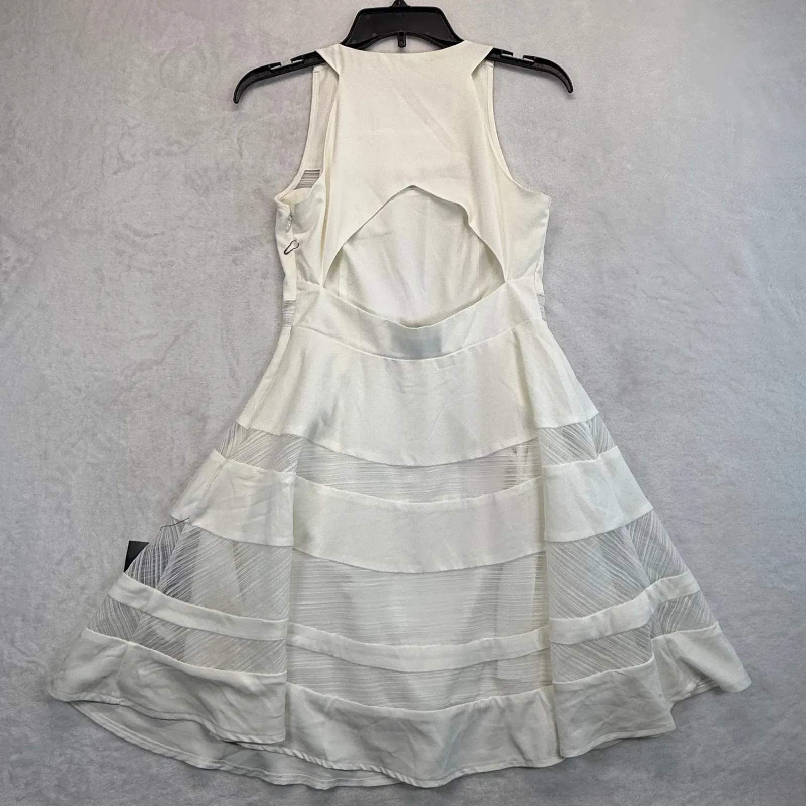 Lulus White Dress‎ Sleeveless Fit & Flare Sheer Detail Party Cocktail S - Image 9