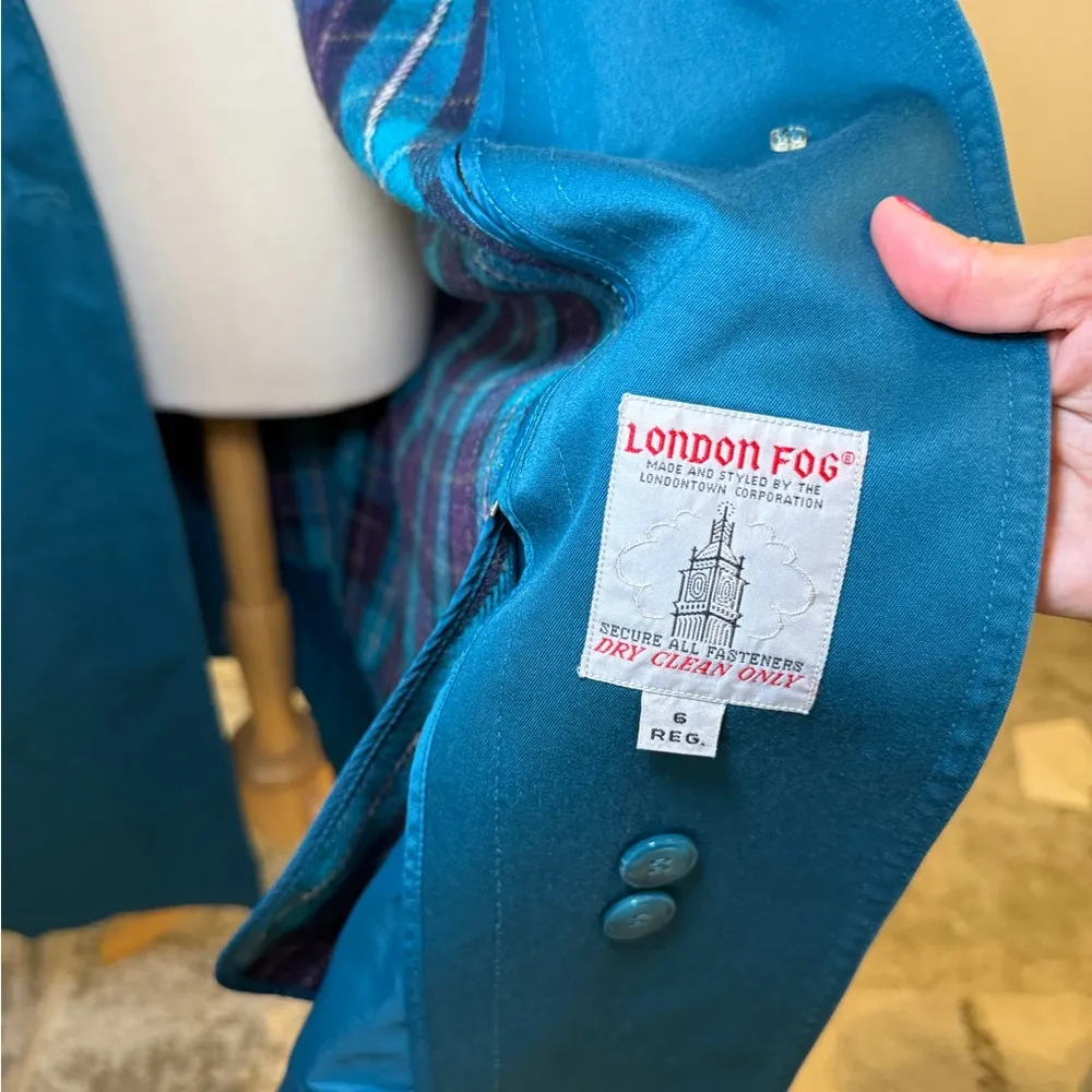 London Fog  | Teal Button-Up Trench Coat - Image 5