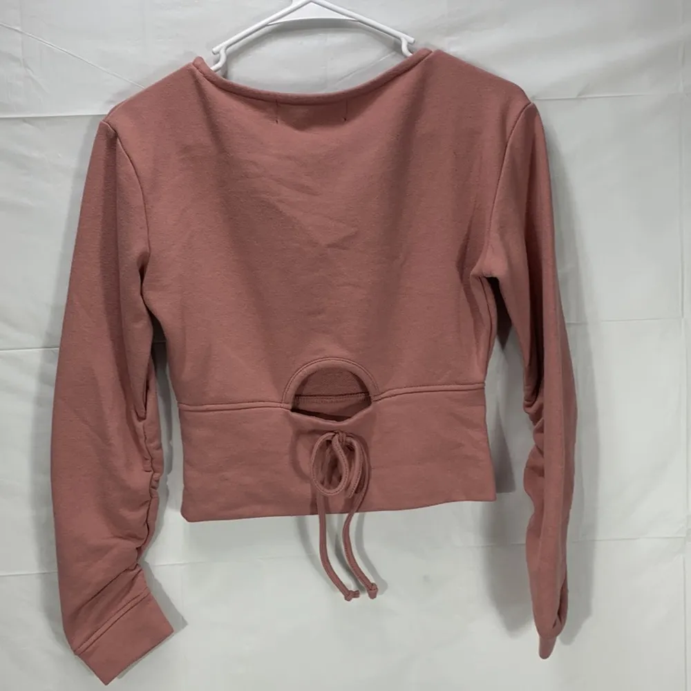 Kendall & Kylie Pink Salt Crew Neck Back Cut Out Sweatshirt Size XXS - Image 4