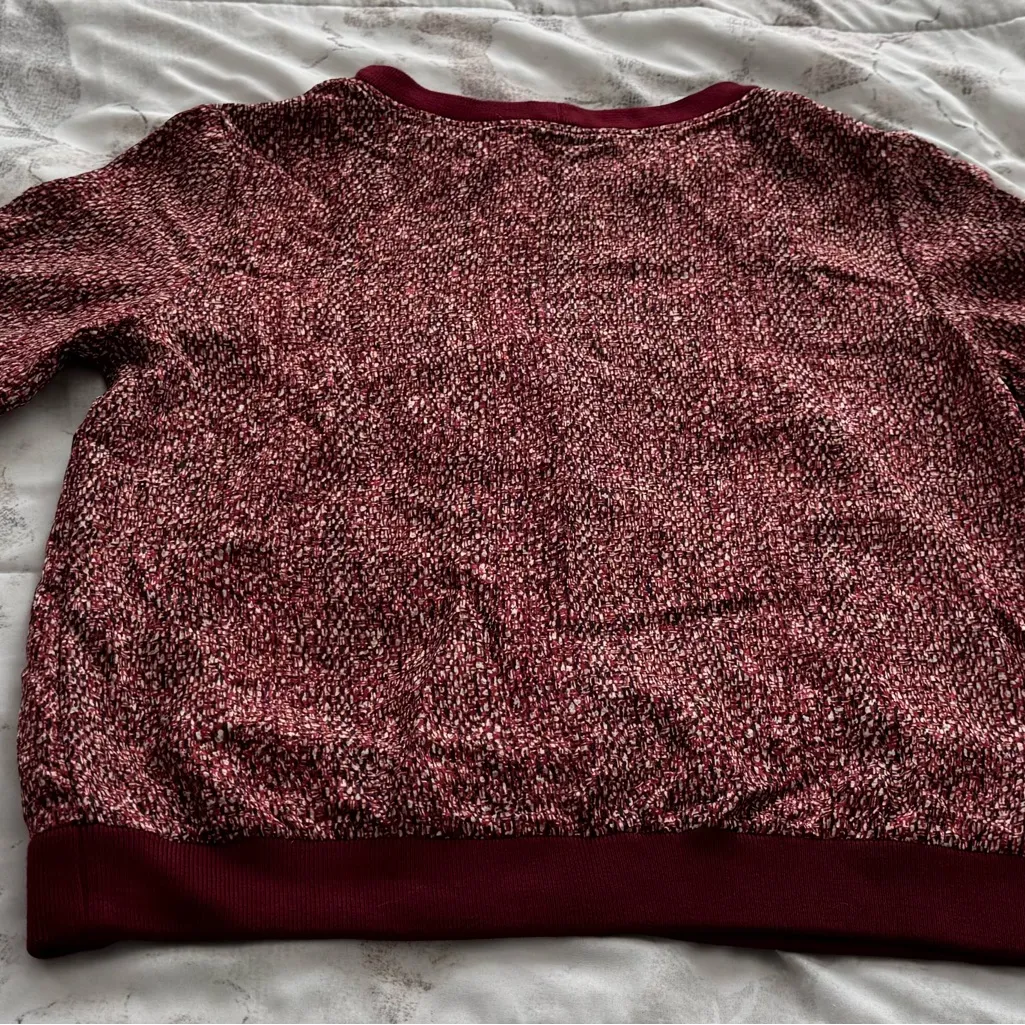 Vanessa Seward Burgundy 100% silk marled long sleeve crewneck Sweater, size 36 Red - Image 12