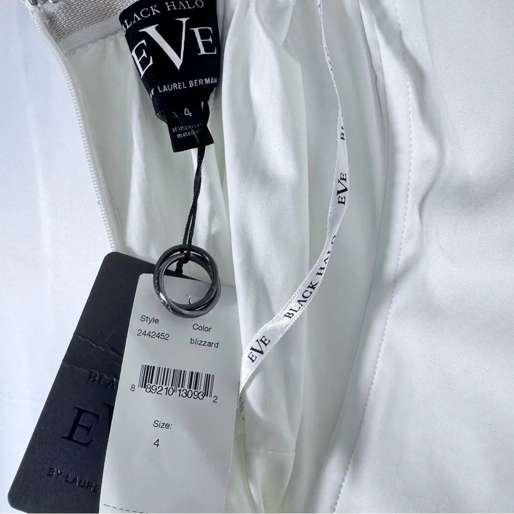 NWT Black Halo Eve White Sequin Domino Strapless Sheath Dress - Size 4 - Image 6