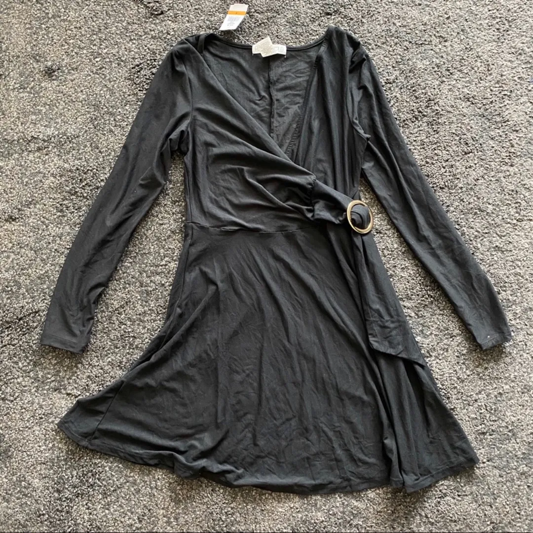 934 planet gold faux wrap shift dress Medium  - Image 3