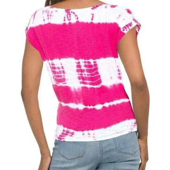 Lucky brand short sleeve twist front tie dye semi crop tee small #741 - Image 2