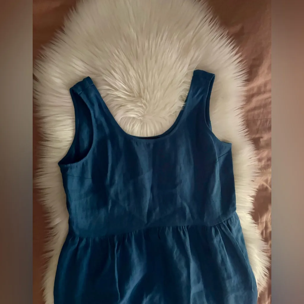 NAOMI NOMI 100% Linen Midi Length Dress | Sleeveless | Pockets | Royal Blue | XL - Image 4