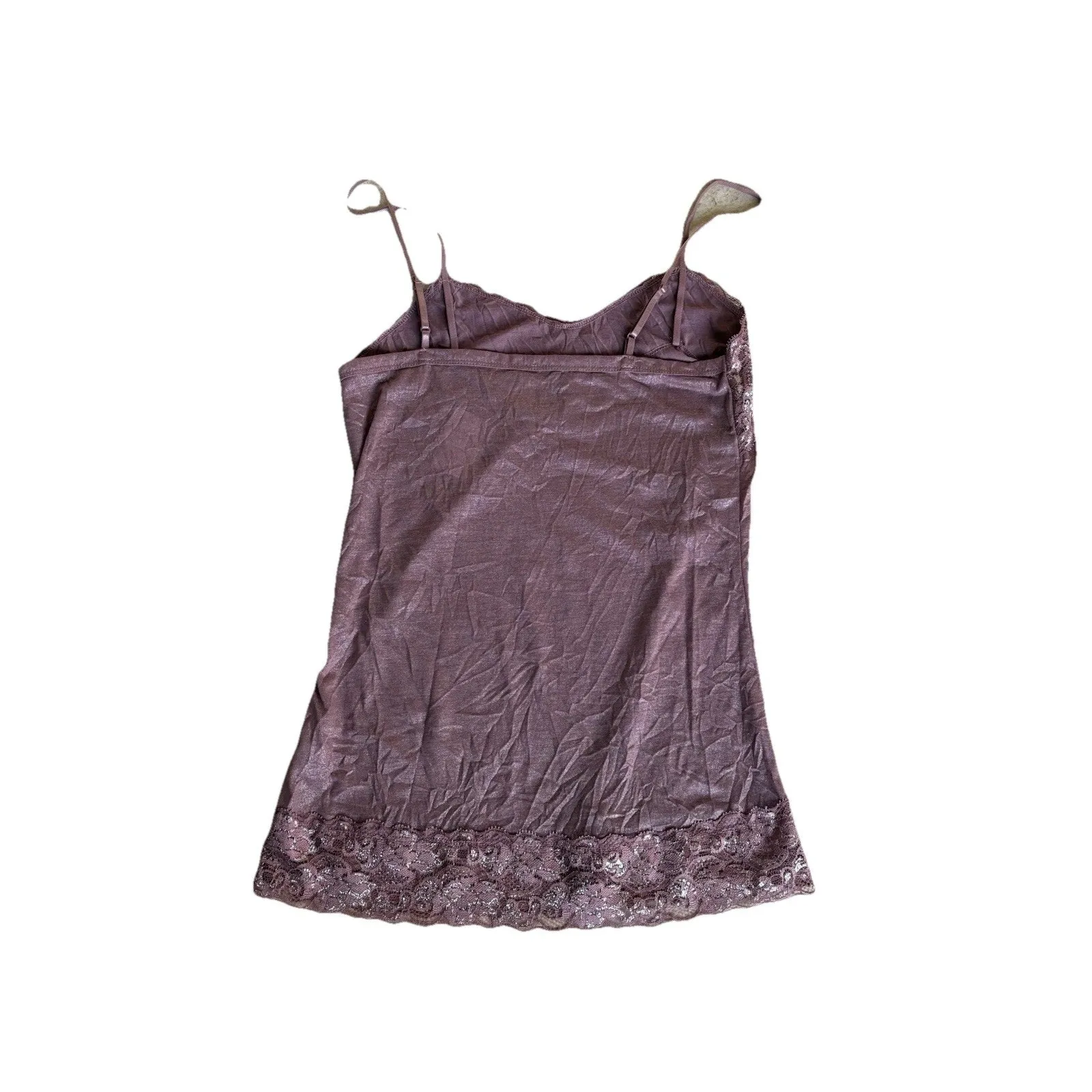 NWT Vanity Y2K Lace Trim Long Camisole Size Medium Metallic Purple Fairy Grunge - Image 2