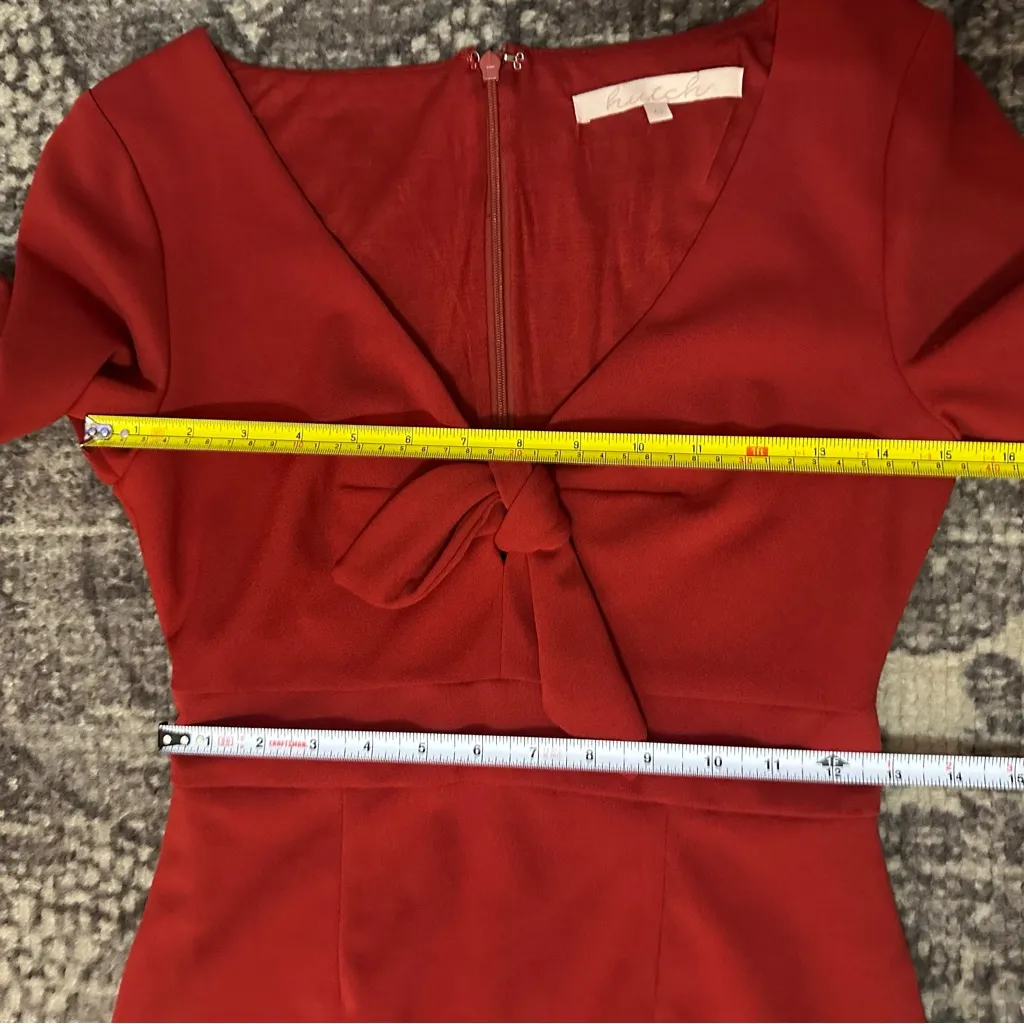 Hutch Women’s Size XS Red Orange Tie Front Fit & Flare Crepe Mini Dress - Image 8