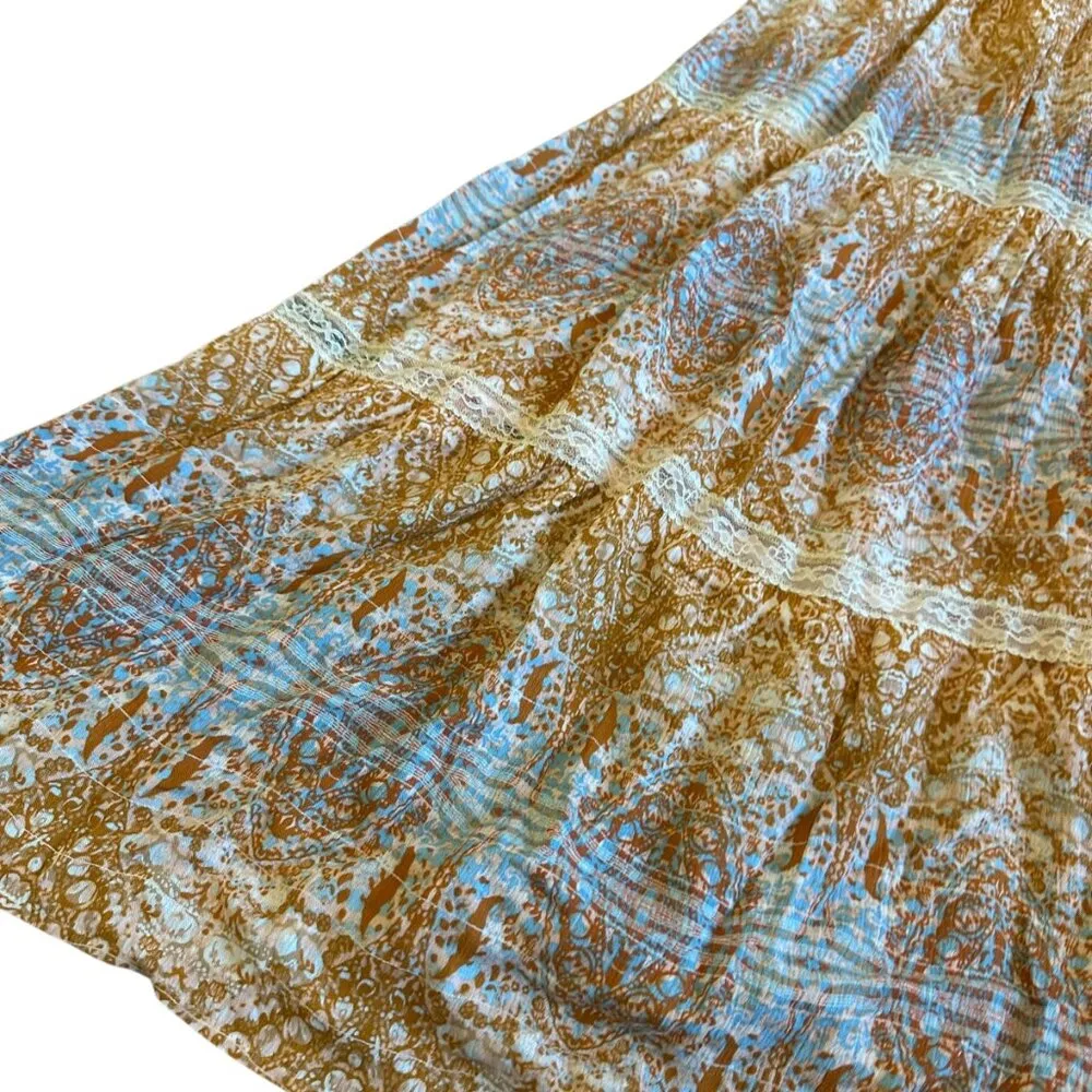 Sundance Bohemian Print Maxi Dress Tank Top Lace Trim Sheath Size 10 Women's - Image 7