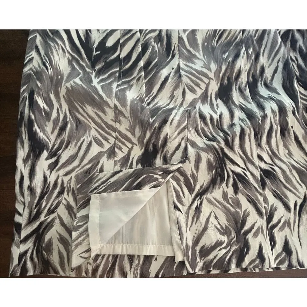 Talbots Black White Feather Design Sleeveless Lined Cotton Dress Women's Size 12 - Image 5