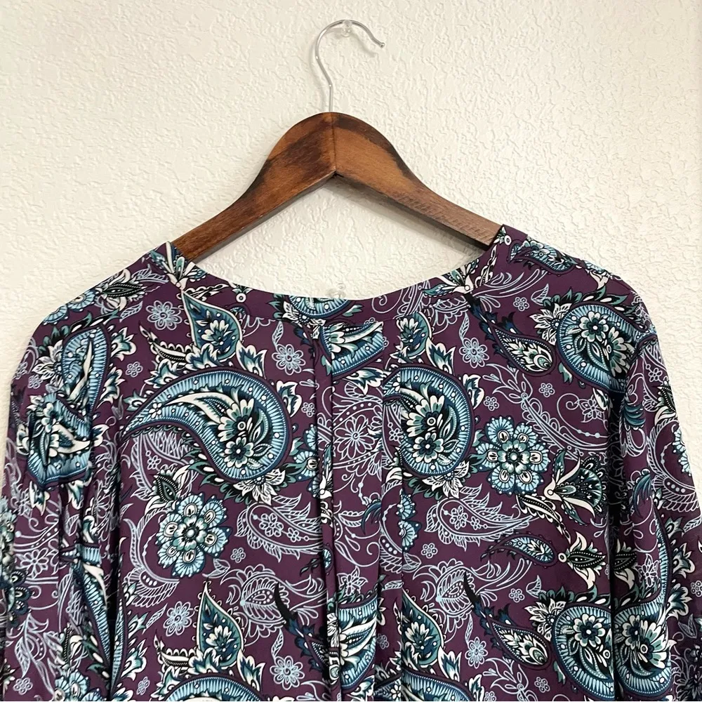 41 Hawthorn Womens Shirt Blouse Purple Blue Floral 3/4 Sleeve Size XXL - Image 4