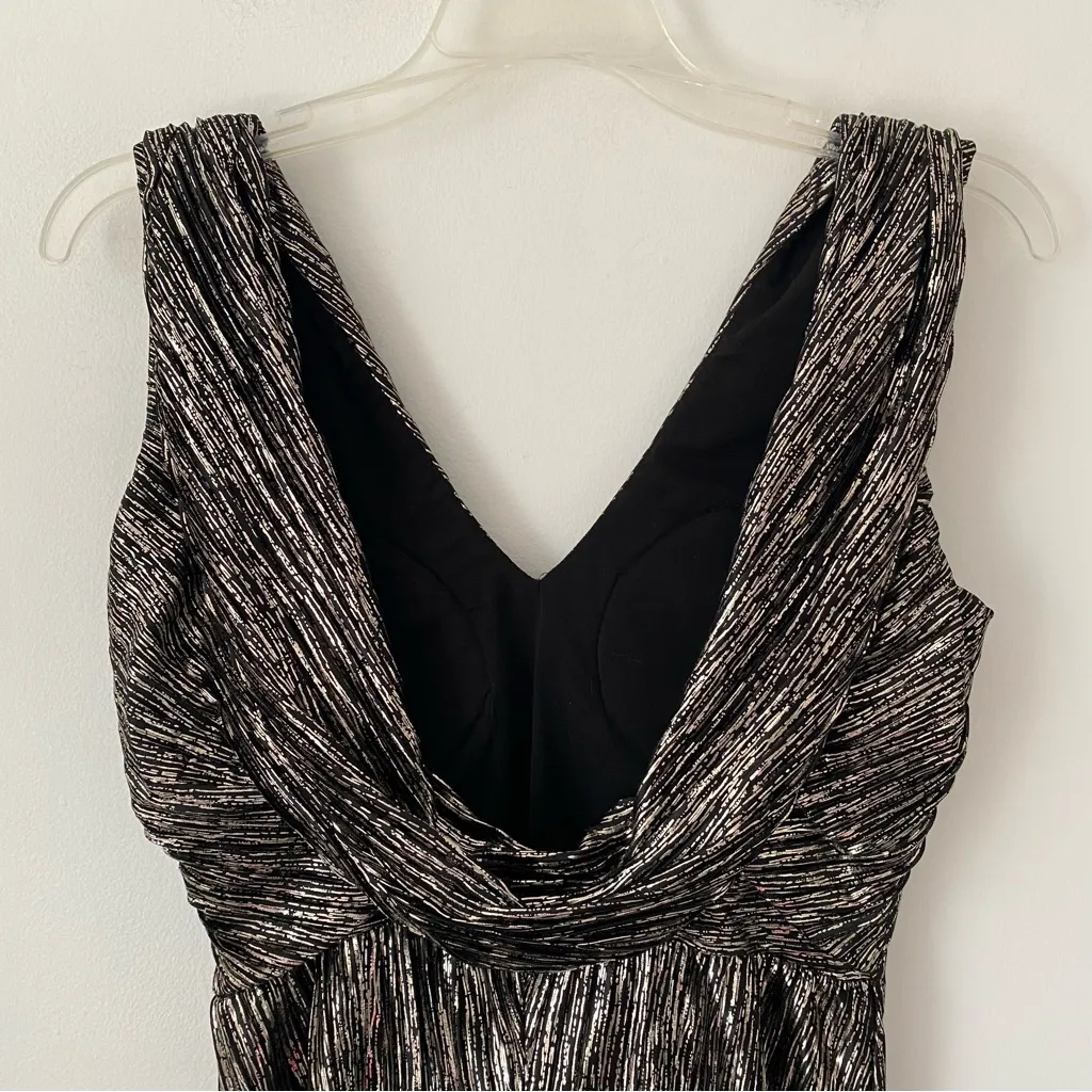Revolve H:ours Gold Black Metallic Cowl Back Mini Dress size small padded bust - Image 5
