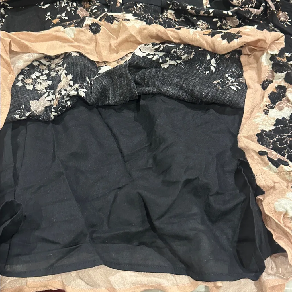 Free People Floral Long Sleeve mini Dress boho flowy size Medium - Image 6