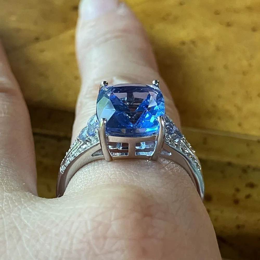 Color Changing Fluorite Tanzanite Sterling Silver Ring Size 10 Blue - Image 3