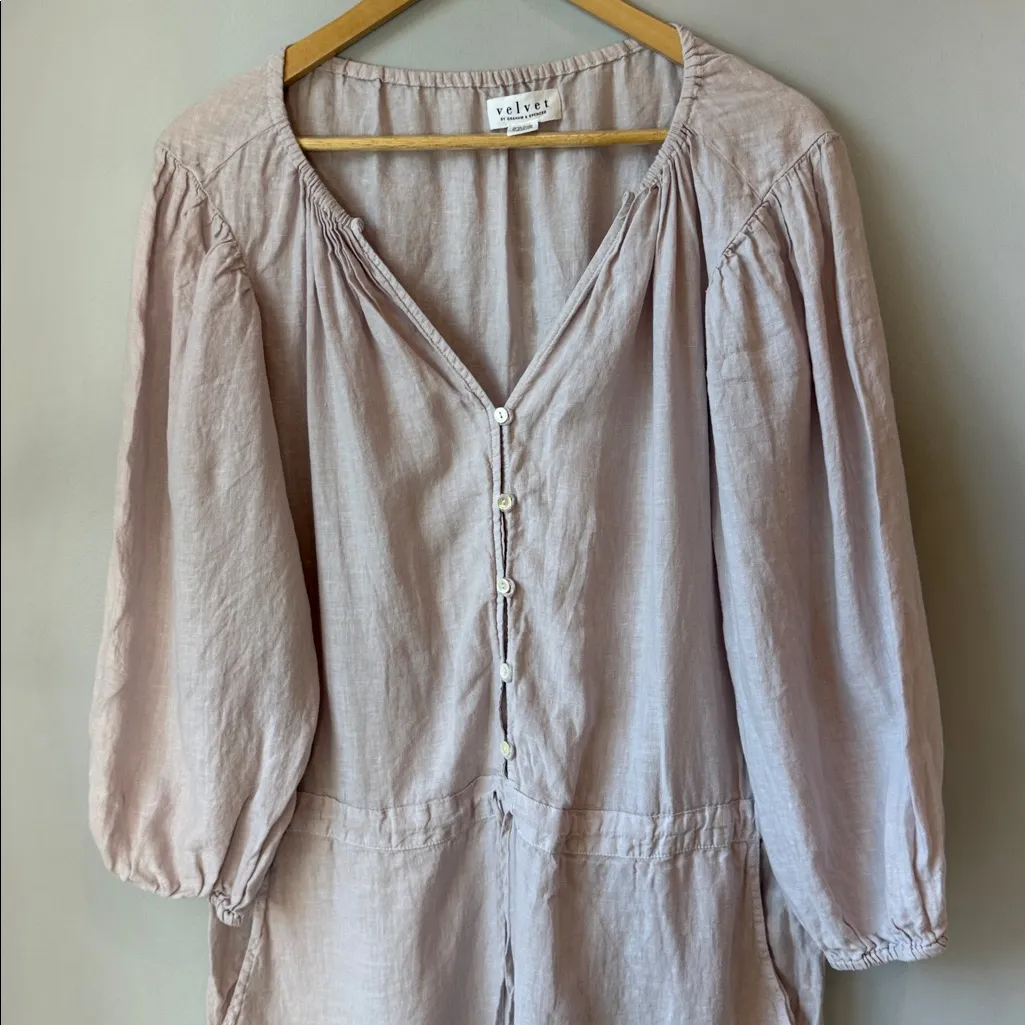 Velvet Large Dionne Linen Jumpsuit in Cement Pale Lavender Purple - Image 7