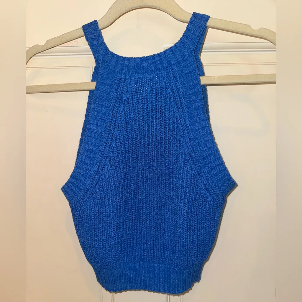 MARBLE Vibrant Blue Knit sweater tank top Size M - Image 2