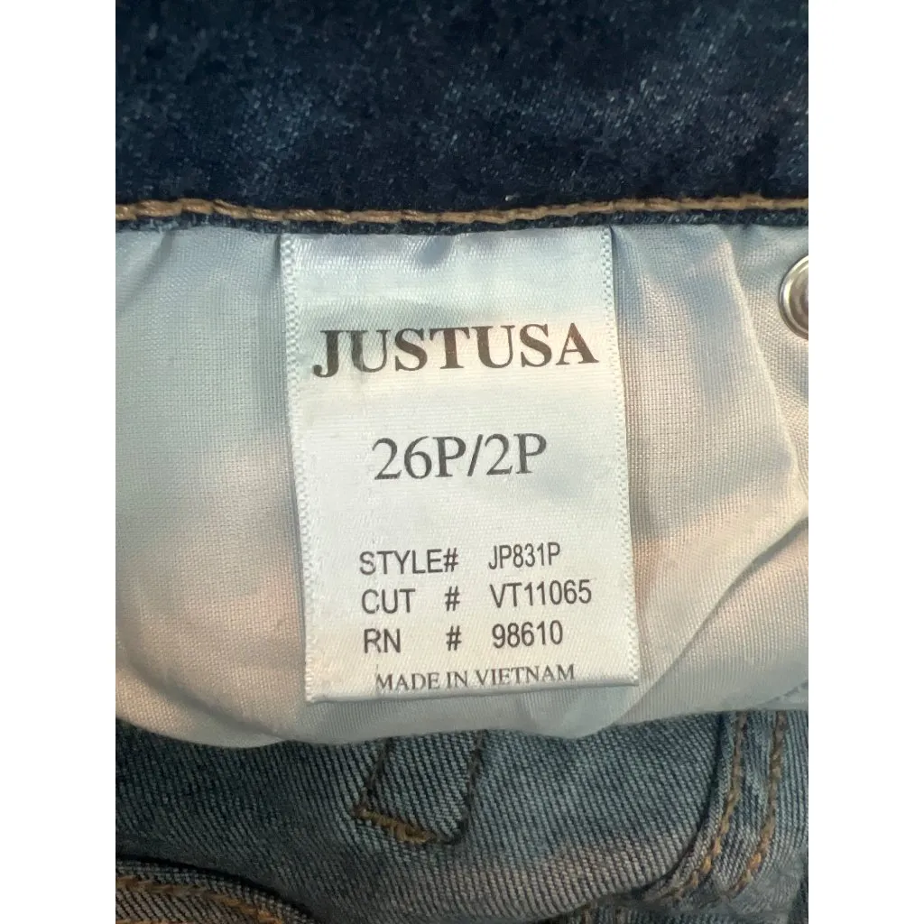 JustUSA Just USA Blue Skinny Jeans Denim Raw Hem Ankle Size 2P 26P READ - Image 6