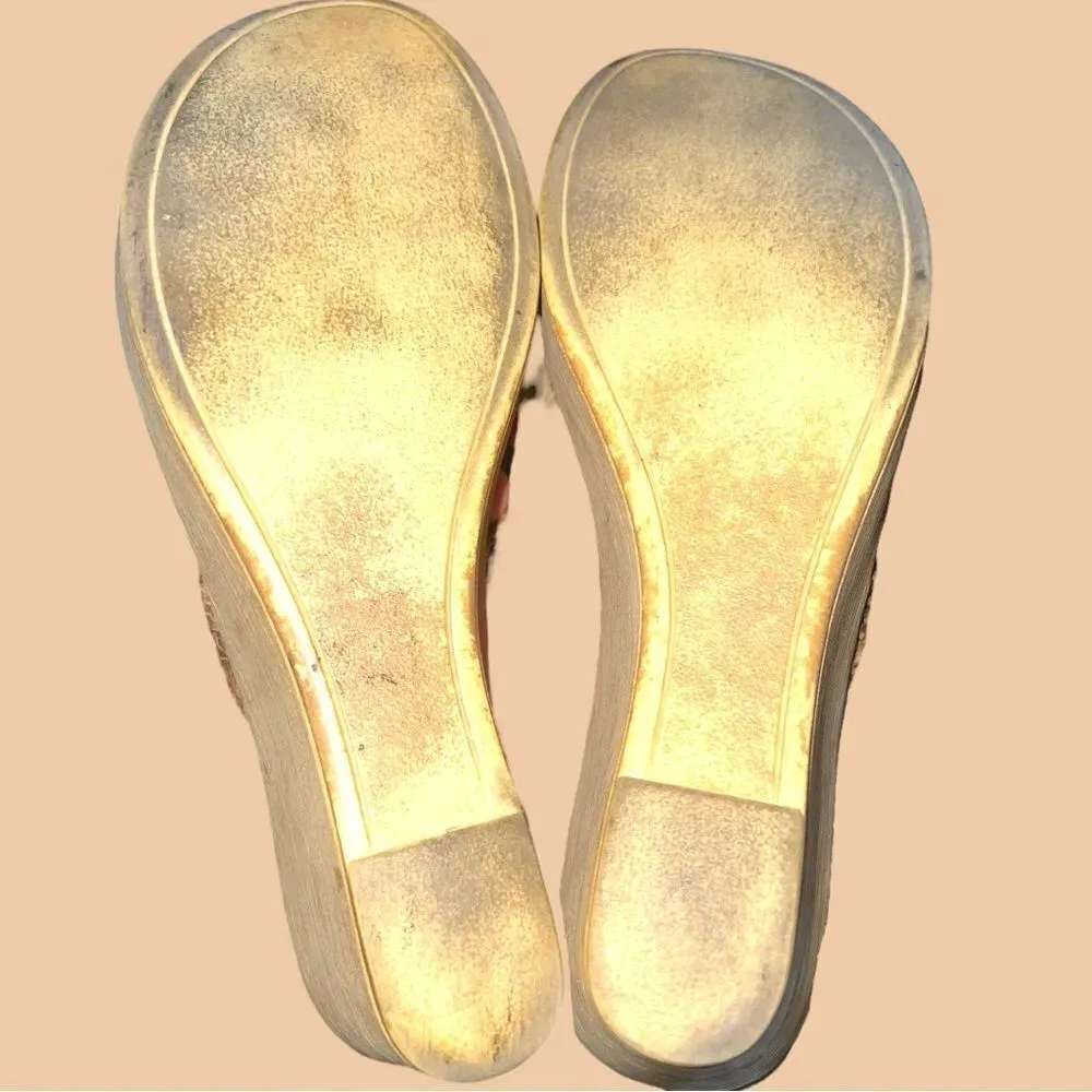 A. Giannetti tan wedge heel sandals with bling! Size 8 - Image 7