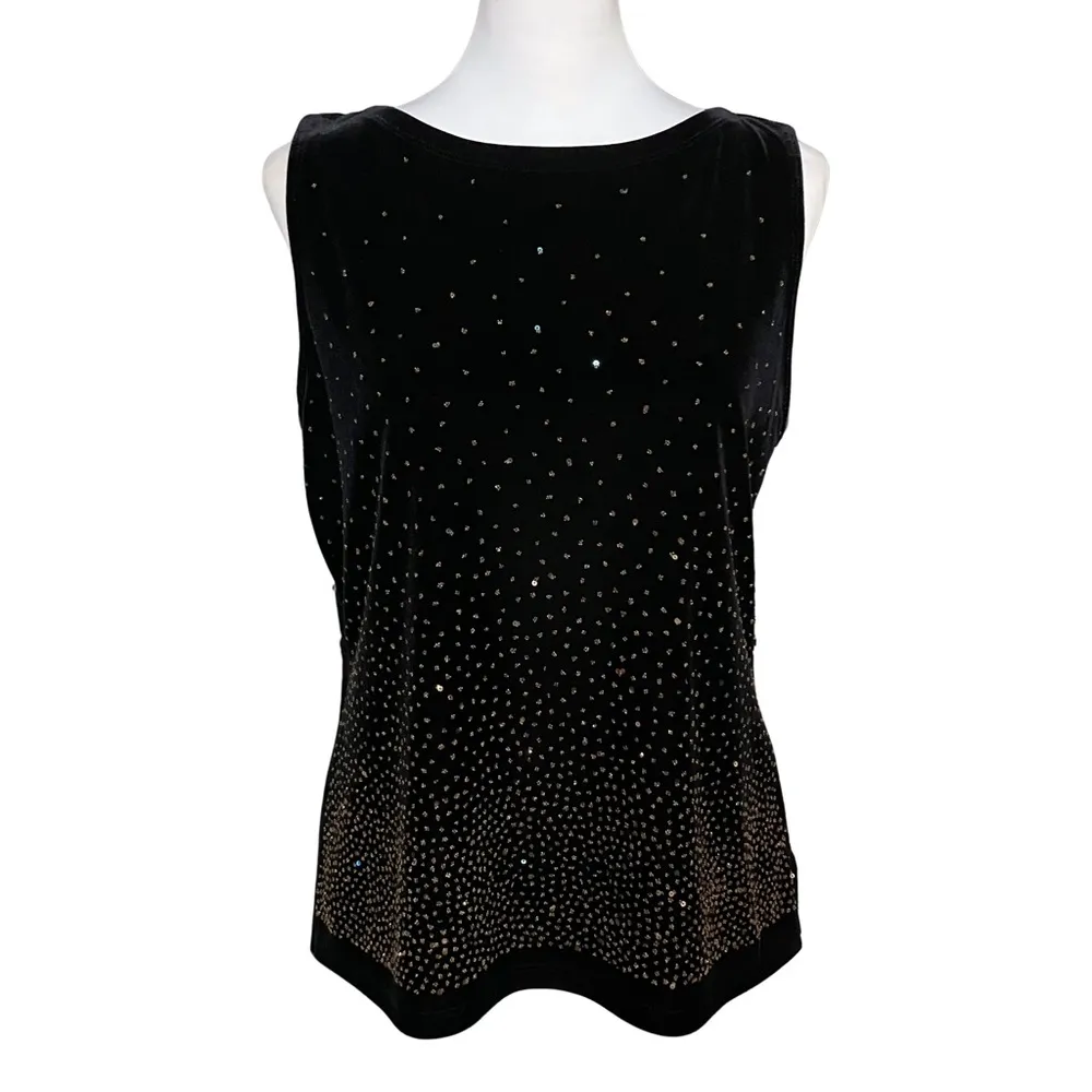 Vintage 90s NWT Black Velvet Gold Beaded Going Out Top. M/L. Fairy Whimsigoth Size L - Image 2