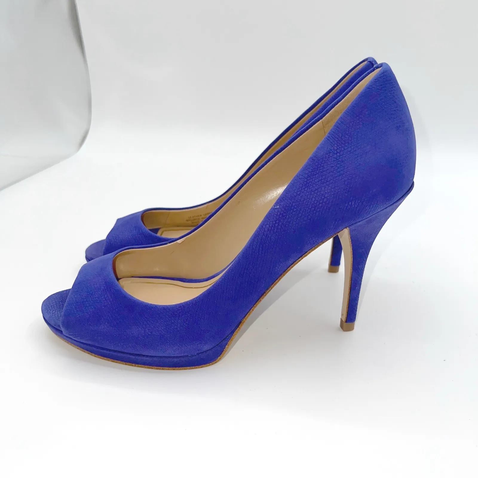 Enzo Angiolini Nolle Purple Suede Peep Toe Stiletto Heels Womens 6M Party Chic - Image 11