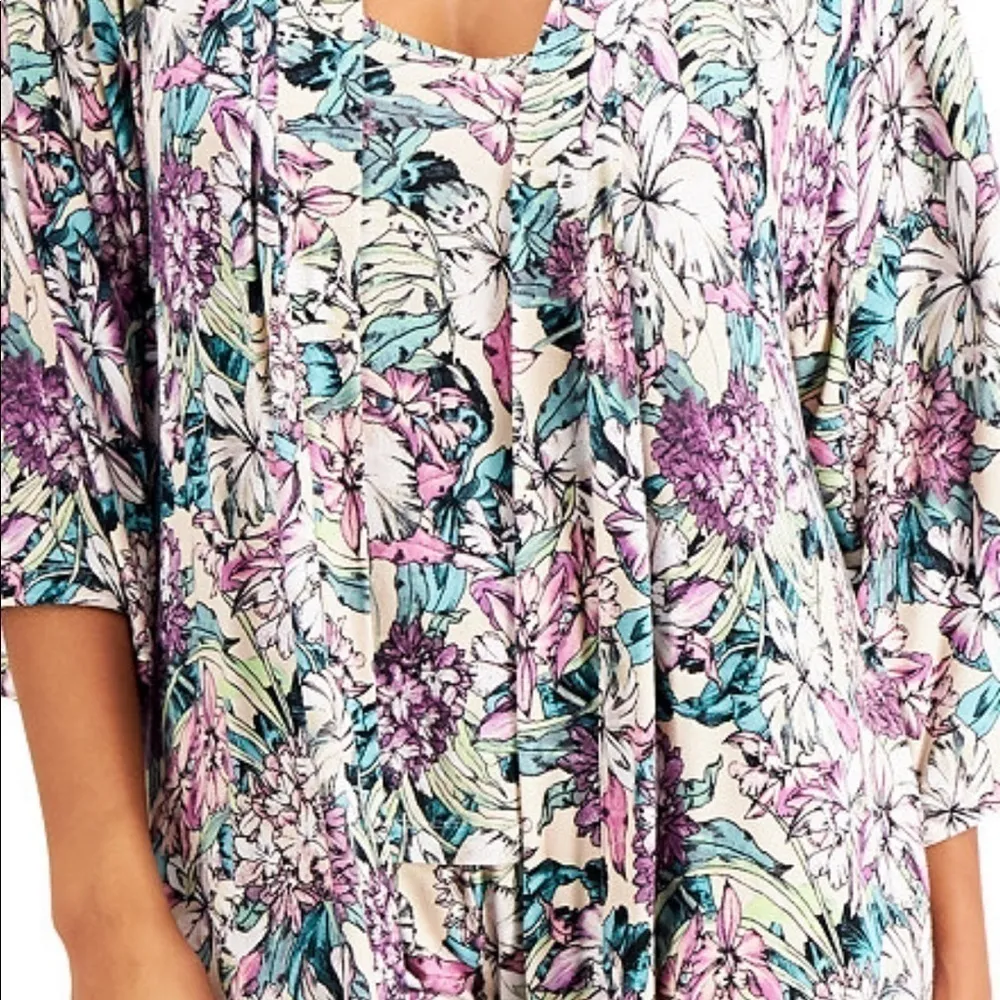 INC Up All Night Heavenly Soft Wrap Robe, Cami & Shorts Pajama Set NWT Size Sm Purple - Image 2