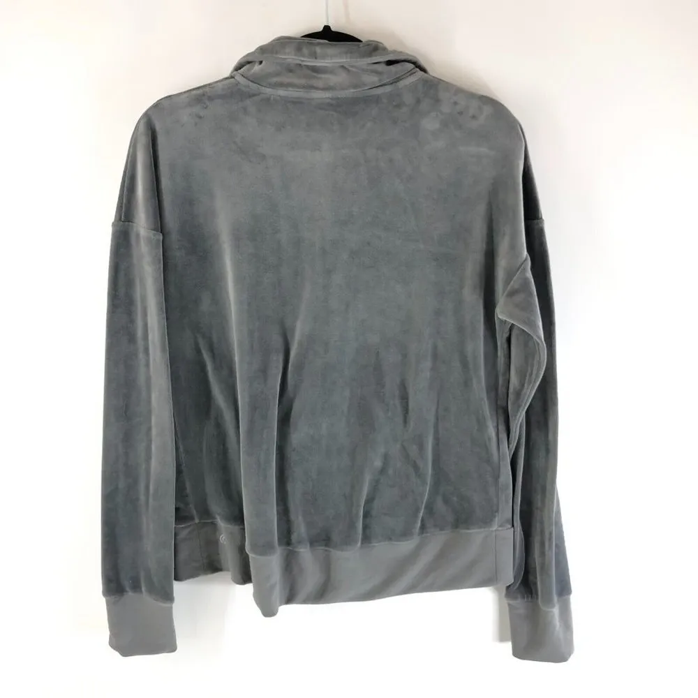 C9 Champion Womens Velour Pullover Pockets 1/4 Zip Thumbholes Gray XS - Image 2