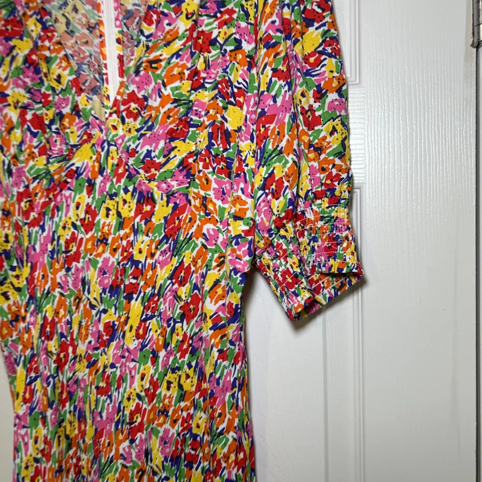 NWT Rixo Target Floral Maxi Dress Size 14 Pink Multi V Neck boho festival garden - Image 2