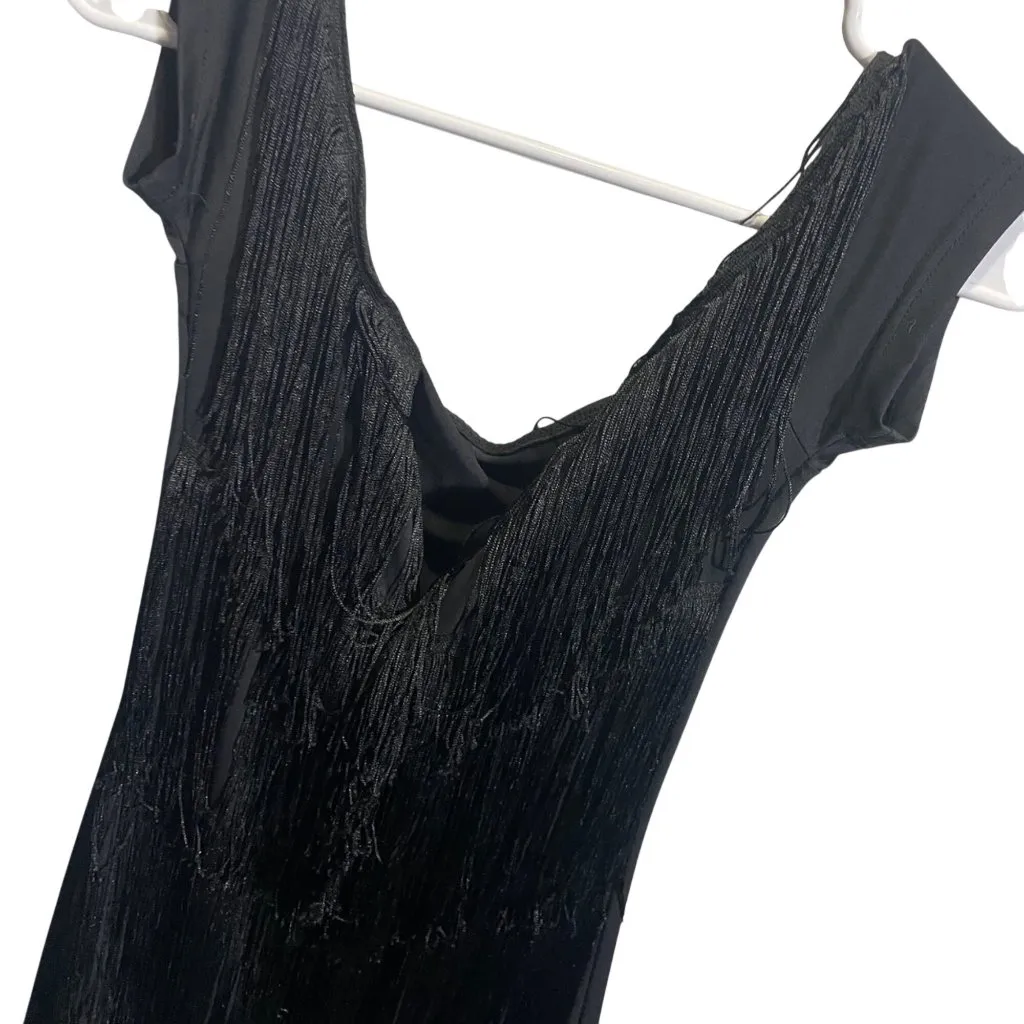 Shein BAE Womens Black Fringe Sleeveless Dress US M 6 EU 38 - Image 2