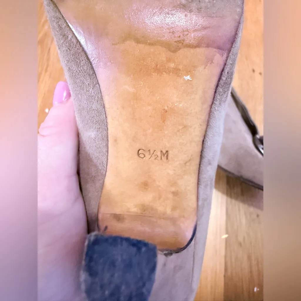 HALSTON VINTAGE!! Cocoa Suede Peep - Image 6