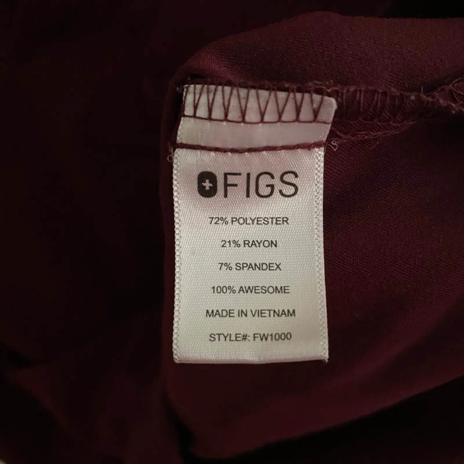 FIGS Burgundy Catarina Scrub Top Uniform Medical Nurse Doctor Women's size Small - Image 9