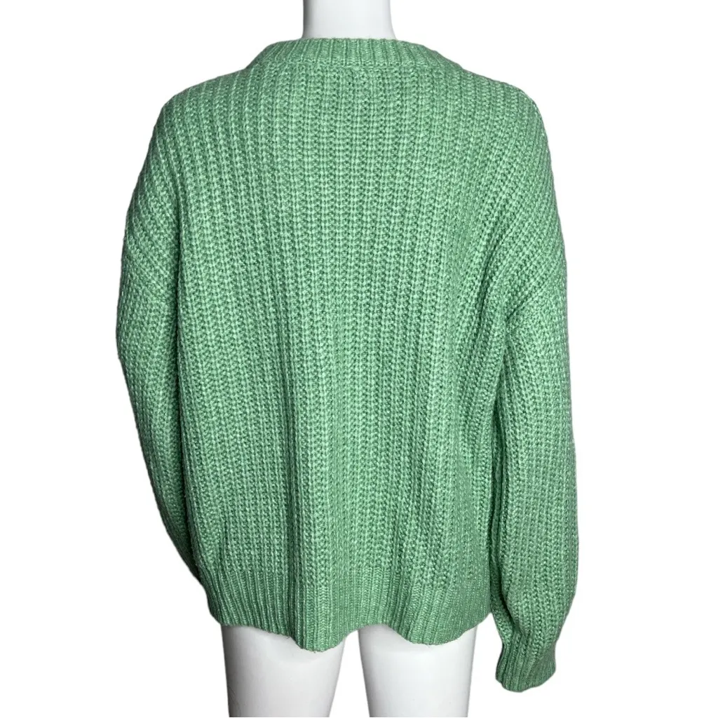 A‎ New Day Sweater Womens Large Green Cable Knit Casual Preppy Minimalist - Image 3