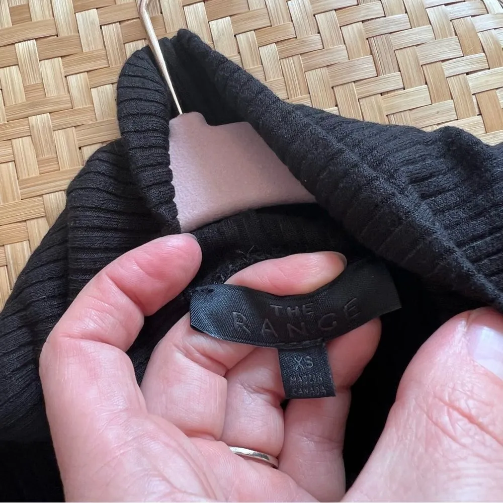 The range black ribbed knit cowl neck midi dress w/ high slit Women’s Size xs‎ - Image 5