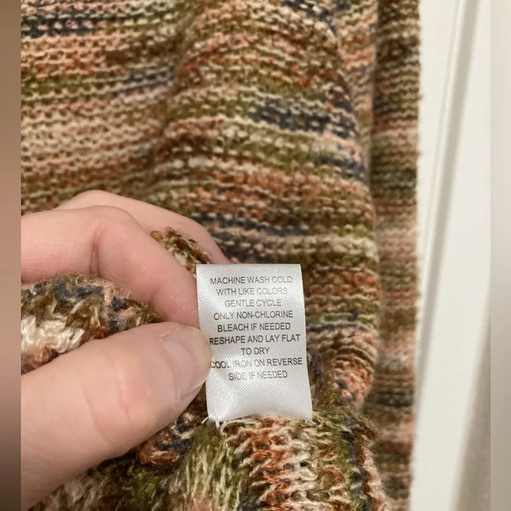 Peyton Primrose Tan Multicolor Striped Plus Size Long Sleeve Knit Sweater Brown - Image 4