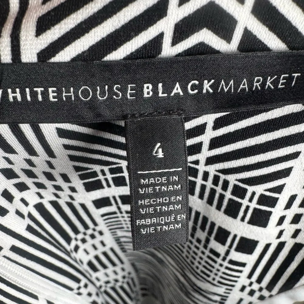 White House Black Market black white & blue geometric print sheath dress size 4 - Image 7